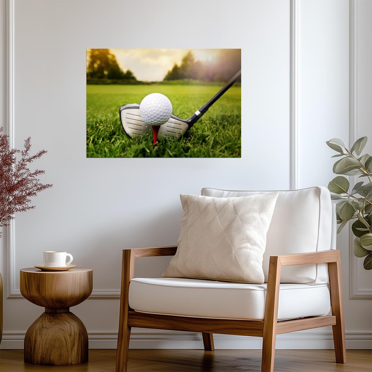 Golf Ball on Tee at Sunrise | Sports Photography Poster | Gift for Golfer - Sports Poster