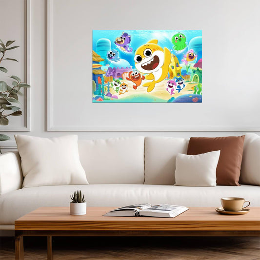 Baby Shark | Cartoon Character Art | Childrens Poster - For Kids Poster