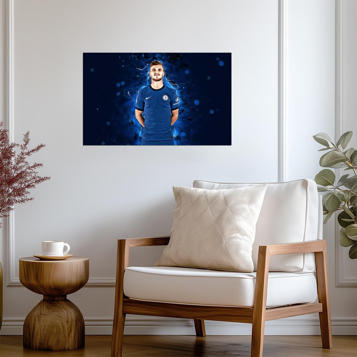 Timo Werner Chelsea FC | Soccer Star Poster | Electric Blue Wall Art - Sports Poster