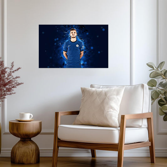 Timo Werner Chelsea FC | Soccer Star Poster | Electric Blue Wall Art - Sports Poster