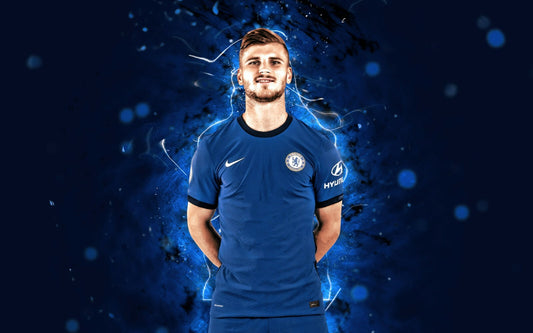 Timo Werner Chelsea FC | Soccer Star Poster | Electric Blue Wall Art - Sports Poster
