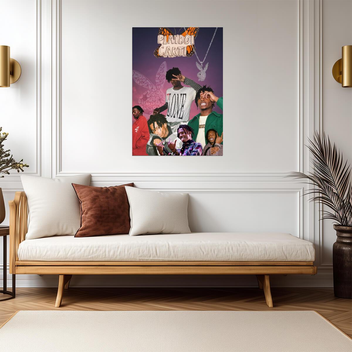 Playboi Carti Butterfly Collage | VLONE Poster | Hip Hop Tribute Art - Music Poster