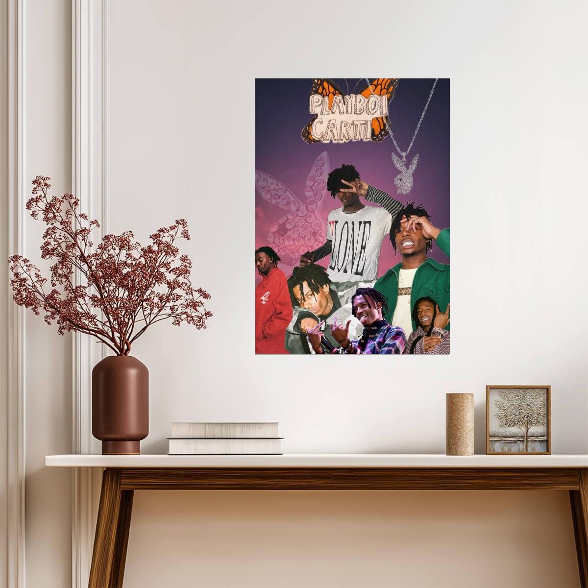 Playboi Carti Butterfly Collage | VLONE Poster | Hip Hop Tribute Art - Music Poster