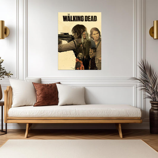 The Walking Dead Illustrated Cast | Graphic TV Show Poster | Apocalyptic Horror Art - Movies & TV Poster