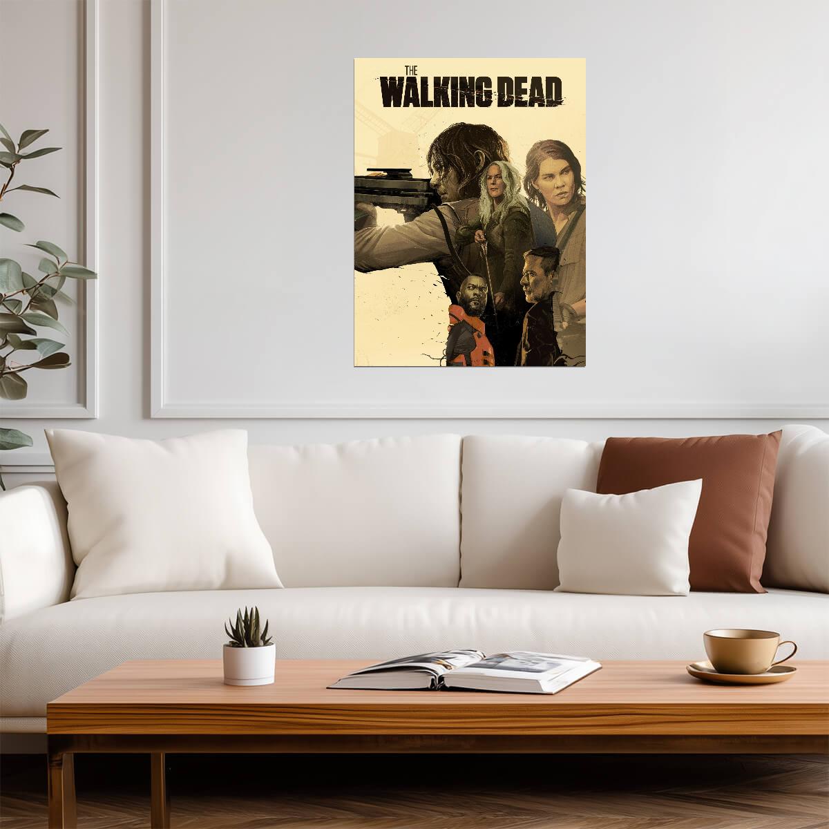 The Walking Dead Illustrated Cast | Graphic TV Show Poster | Apocalyptic Horror Art - Movies & TV Poster