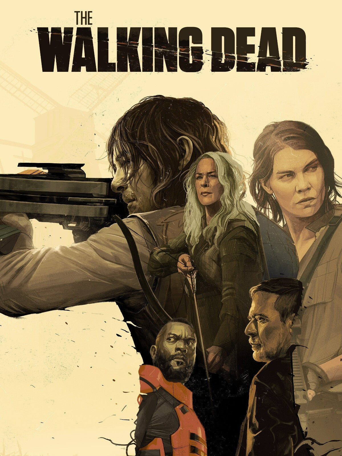 The Walking Dead Illustrated Cast | Graphic TV Show Poster | Apocalyptic Horror Art - Movies & TV Poster