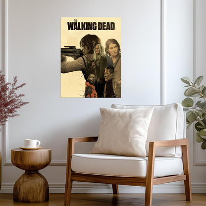 The Walking Dead Illustrated Cast | Graphic TV Show Poster | Apocalyptic Horror Art - Movies & TV Poster