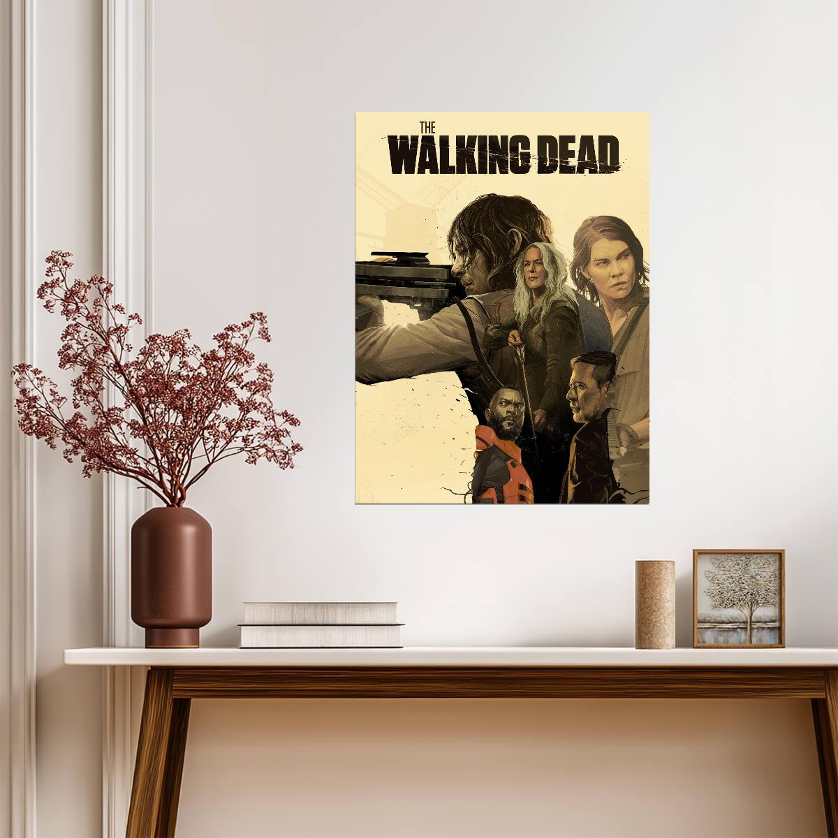 The Walking Dead Illustrated Cast | Graphic TV Show Poster | Apocalyptic Horror Art - Movies & TV Poster