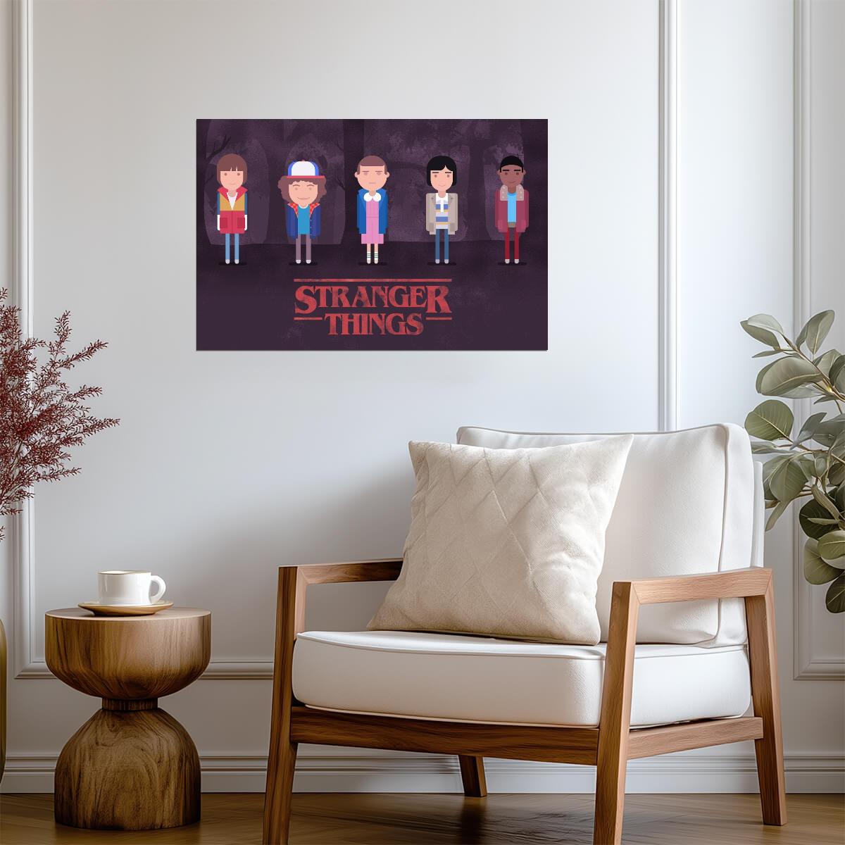 Stranger Things Minimalist Characters | Flat Design TV Show Poster | 80s Cartoon Style Art - Movies & TV Poster