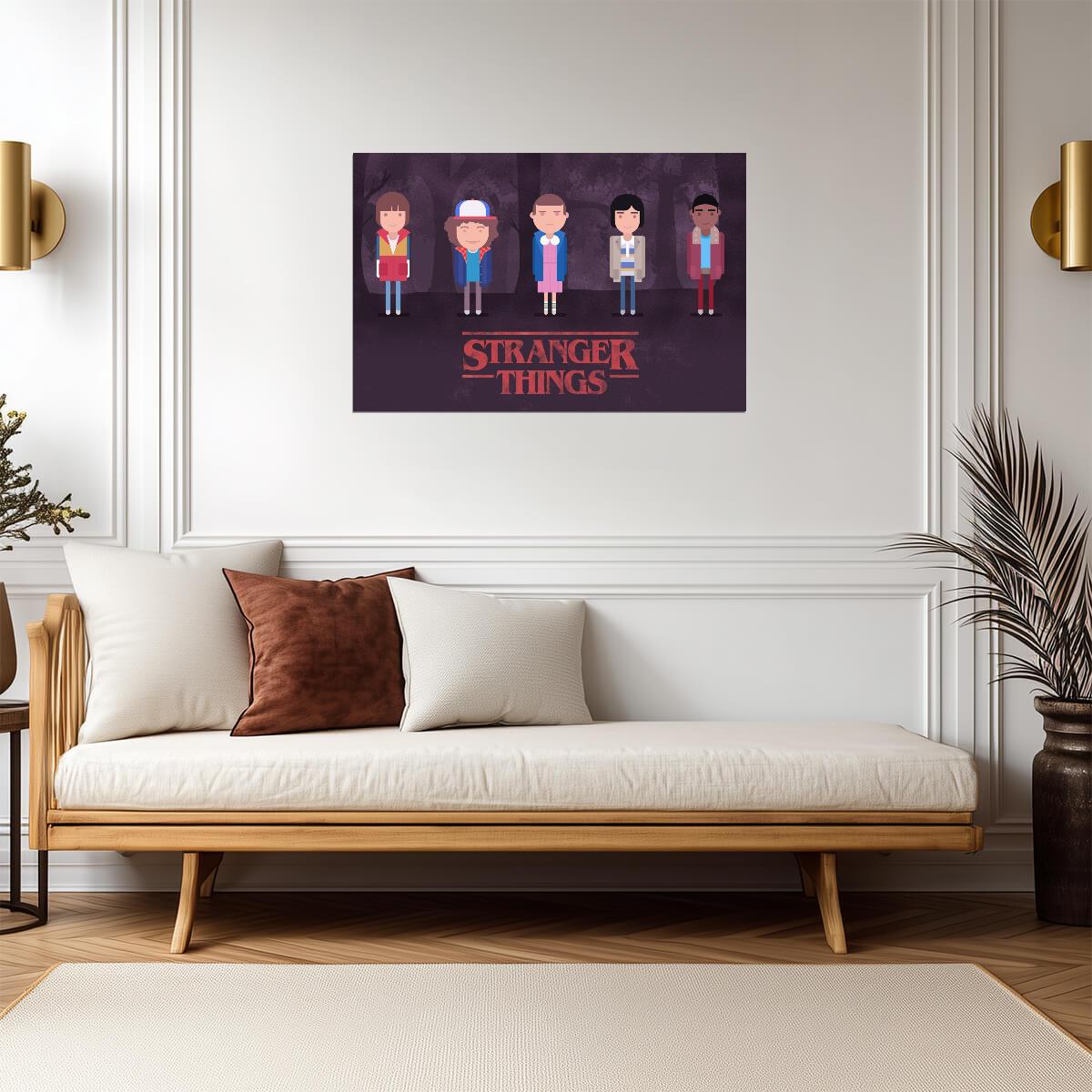 Stranger Things Minimalist Characters | Flat Design TV Show Poster | 80s Cartoon Style Art - Movies & TV Poster