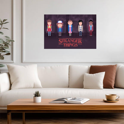 Stranger Things Minimalist Characters | Flat Design TV Show Poster | 80s Cartoon Style Art - Movies & TV Poster