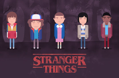 Stranger Things Minimalist Characters | Flat Design TV Show Poster | 80s Cartoon Style Art - Movies & TV Poster
