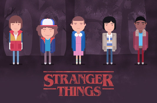 Stranger Things Minimalist Characters | Flat Design TV Show Poster | 80s Cartoon Style Art - Movies & TV Poster