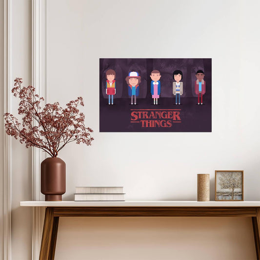 Stranger Things Minimalist Characters | Flat Design TV Show Poster | 80s Cartoon Style Art - Movies & TV Poster
