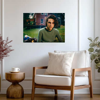 Timothée Chalamet Green Sweater | Outdoor Campfire Portrait | Celebrity Fan Gift Poster - Celebrities Poster