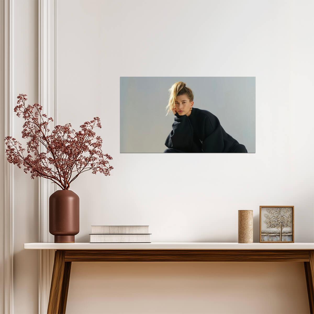 Hailey Bieber | Neutral Tone Print | Art Poster - Celebrities Poster