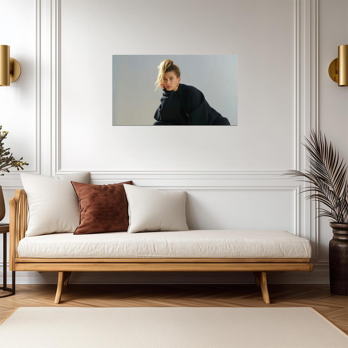 Hailey Bieber | Neutral Tone Print | Art Poster - Celebrities Poster