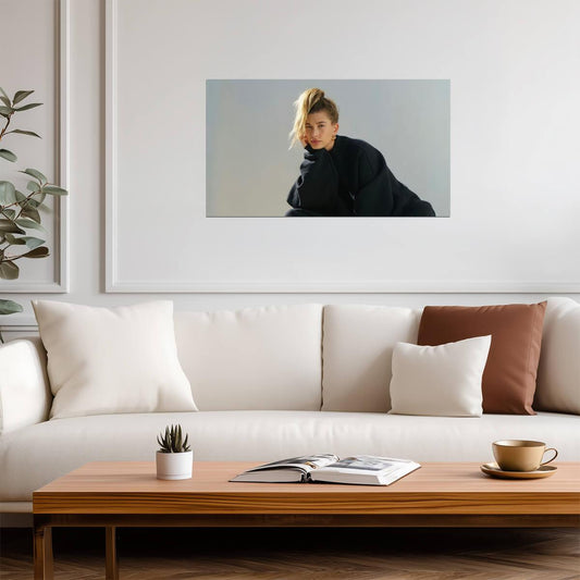Hailey Bieber | Neutral Tone Print | Art Poster - Celebrities Poster