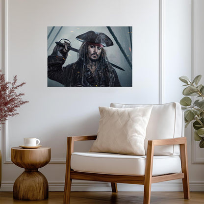 Pirates of the Caribbean Captain Jack Sparrow | Johnny Depp Movie Poster | Adventure Film Wall Art - Movies & TV Poster