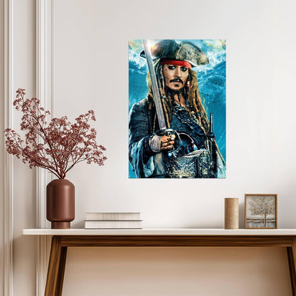 Johnny Depp in Pirates of the Caribbean | Captain Jack Sparrow Poster | Movie Wall Art - Movies & TV Poster