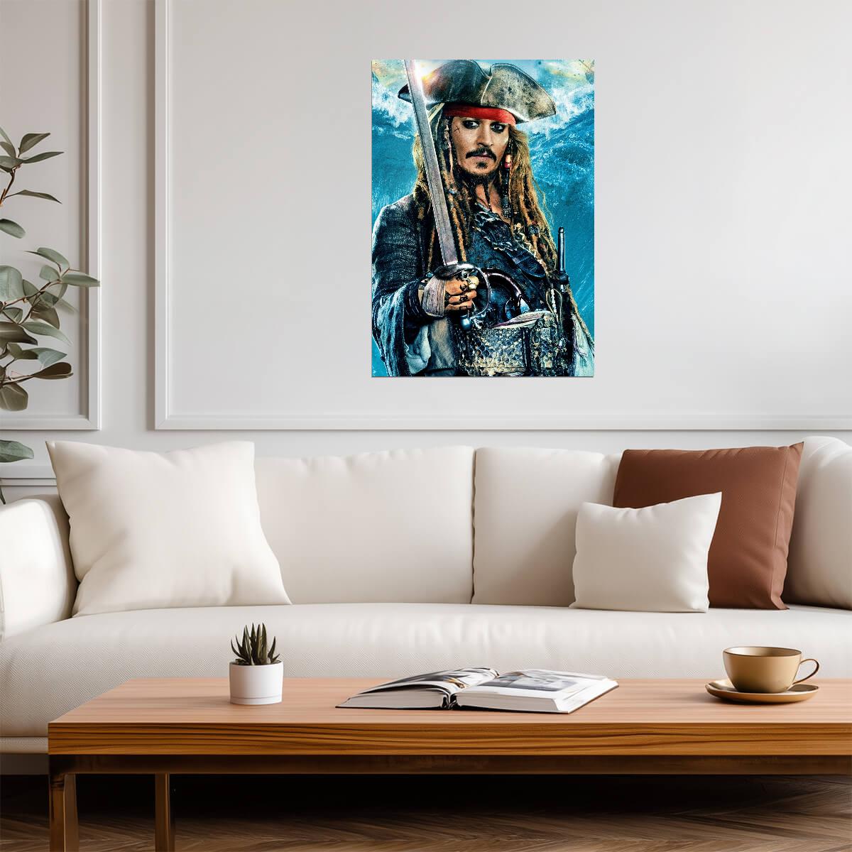 Johnny Depp in Pirates of the Caribbean | Captain Jack Sparrow Poster | Movie Wall Art - Movies & TV Poster