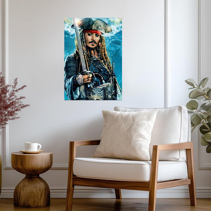 Johnny Depp in Pirates of the Caribbean | Captain Jack Sparrow Poster | Movie Wall Art - Movies & TV Poster