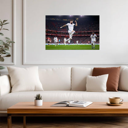 Karim Benzema Real Madrid Goal Celebration | Soccer Poster | Sports Legend Action Photo - Sports Poster