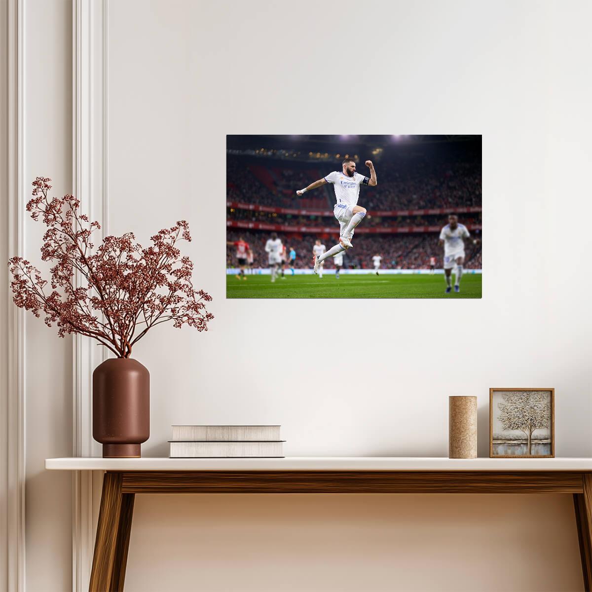 Karim Benzema Real Madrid Goal Celebration | Soccer Poster | Sports Legend Action Photo - Sports Poster