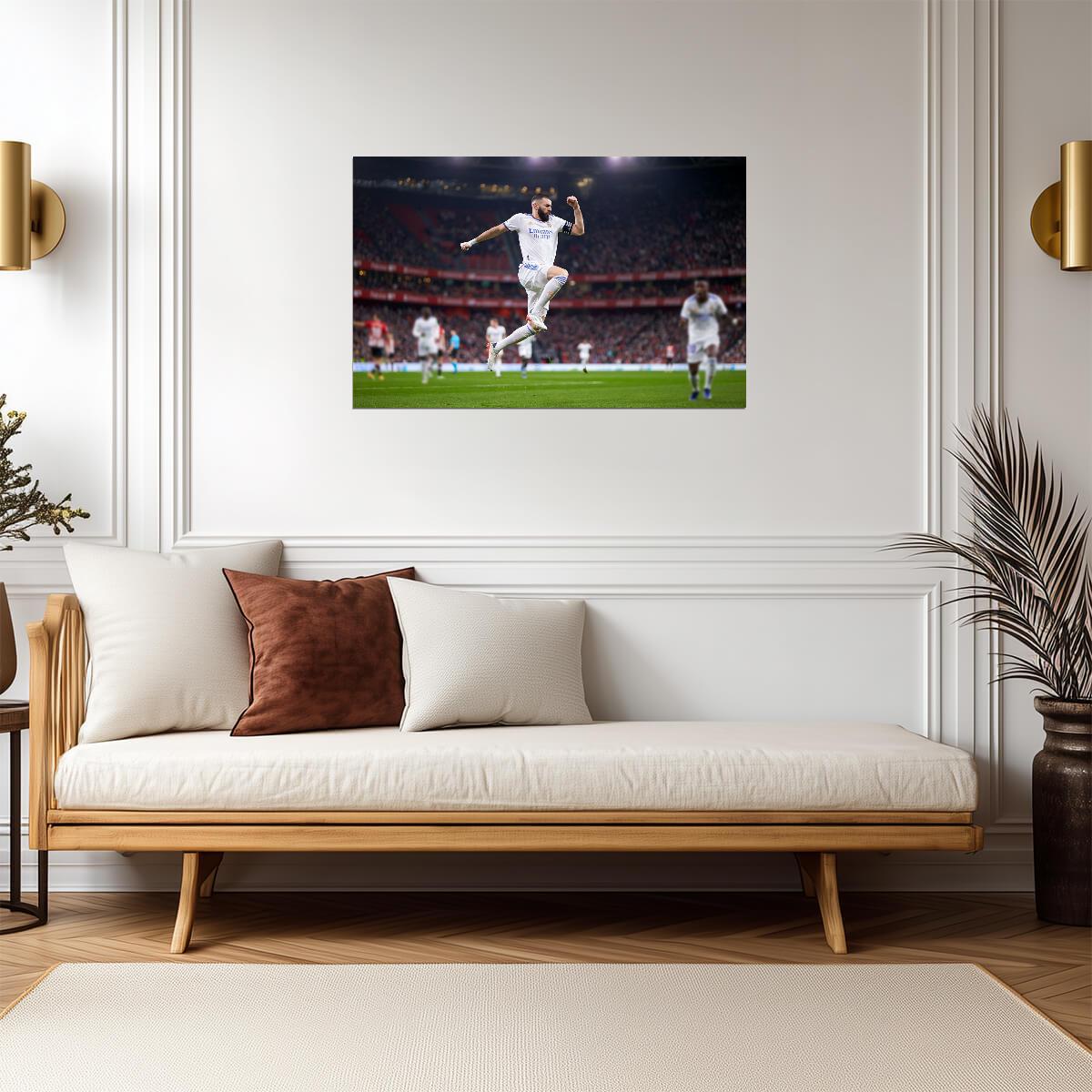 Karim Benzema Real Madrid Goal Celebration | Soccer Poster | Sports Legend Action Photo - Sports Poster