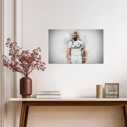 Karim Benzema Real Madrid | Soccer Legend Poster | Stylized Sketch Art Print - Sports Poster