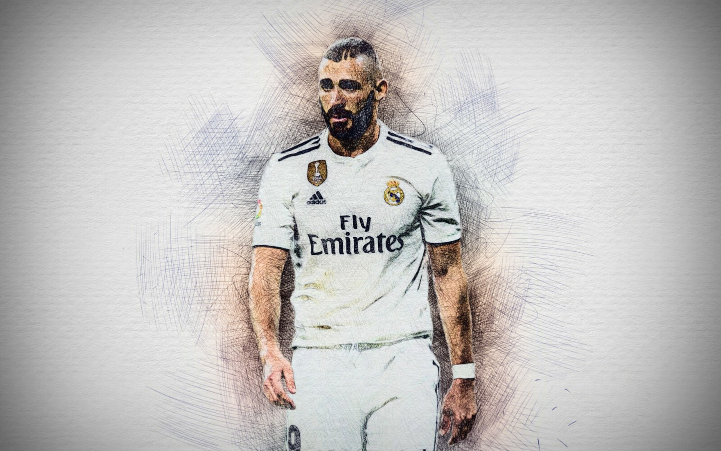 Karim Benzema Real Madrid | Soccer Legend Poster | Stylized Sketch Art Print - Sports Poster