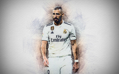 Karim Benzema Real Madrid | Soccer Legend Poster | Stylized Sketch Art Print - Sports Poster