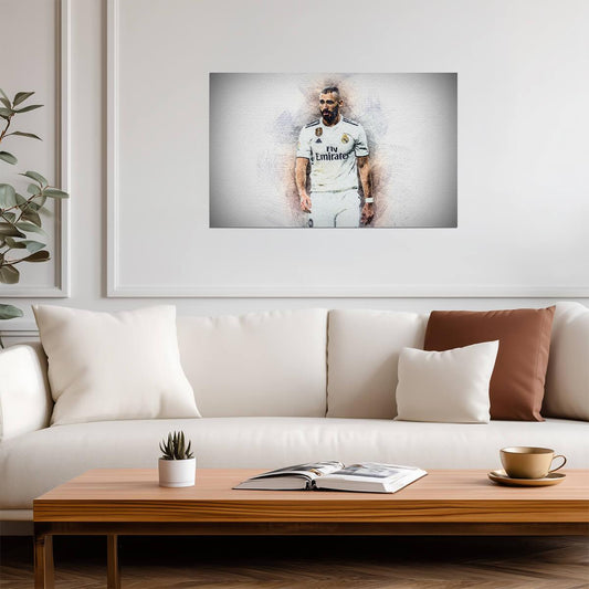 Karim Benzema Real Madrid | Soccer Legend Poster | Stylized Sketch Art Print - Sports Poster