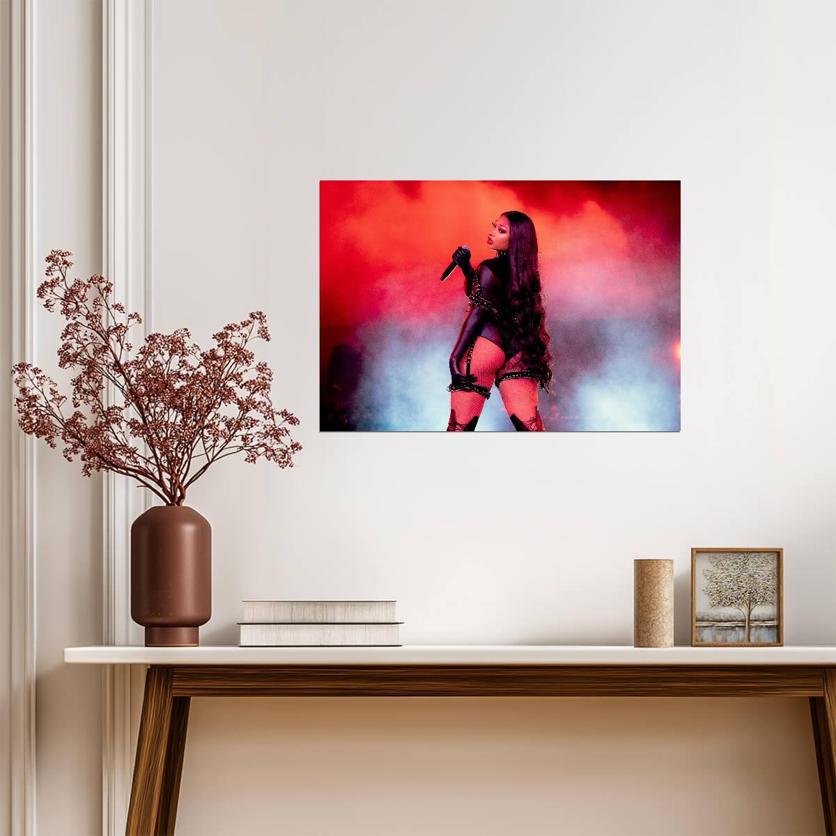 Megan Thee Stallion Live Performance | Black Bodysuit Concert Poster | Sexy Hip Hop Star - Music Poster