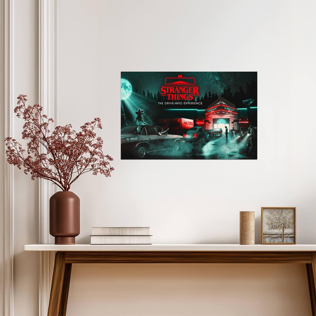 Stranger Things The Drive-Into Experience | Starcourt Mall Neon Art | Sci-Fi Event Poster - Movies & TV Poster