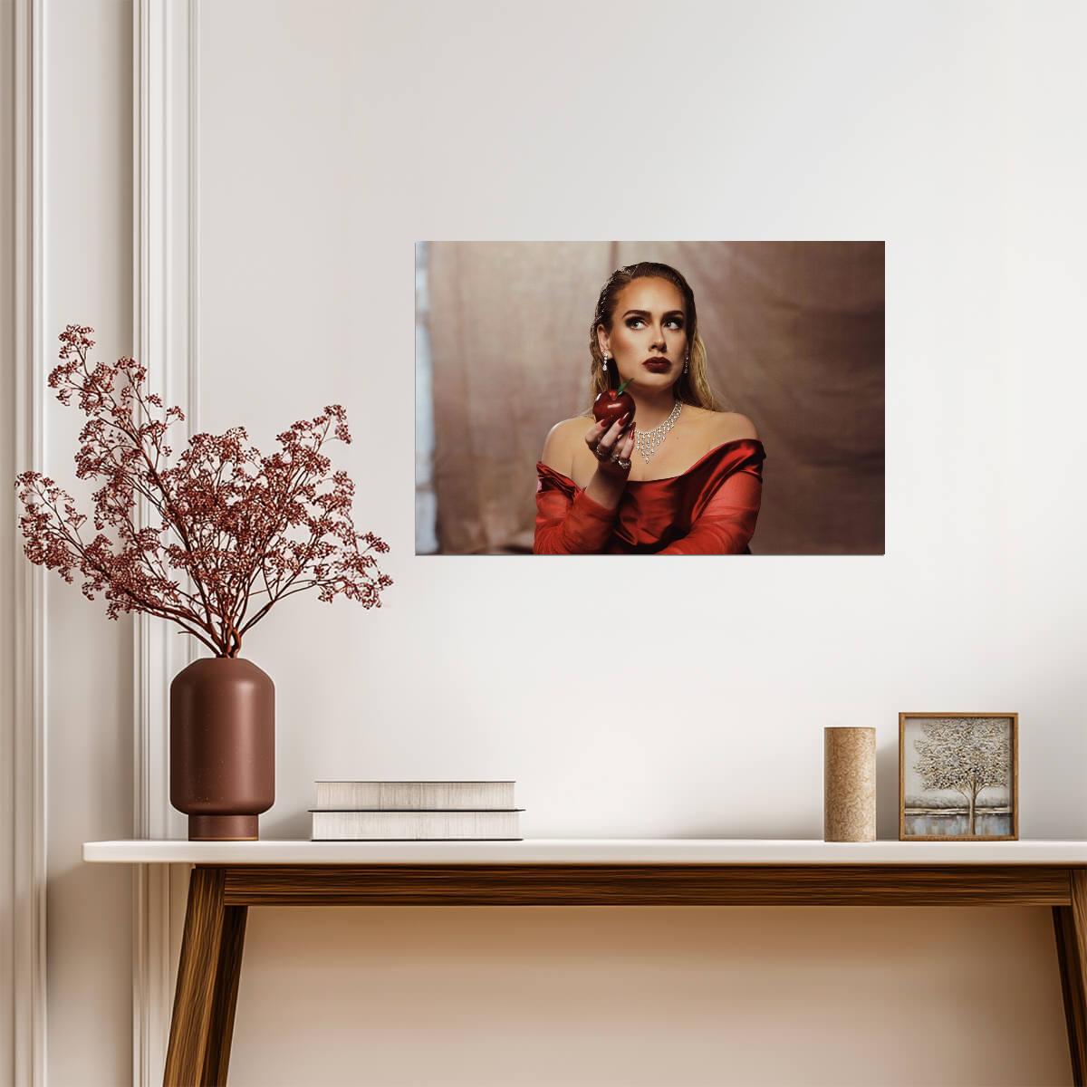 Adele Oh My God | Pop Music Poster | Red Dress Apple Art - Music Poster