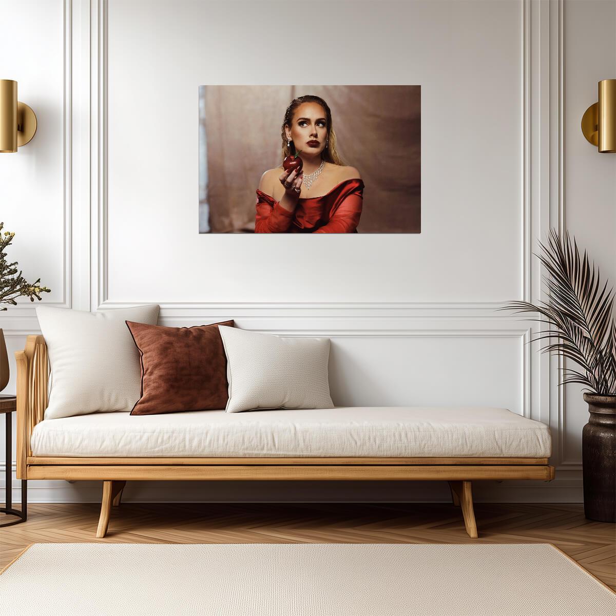 Adele Oh My God | Pop Music Poster | Red Dress Apple Art - Music Poster
