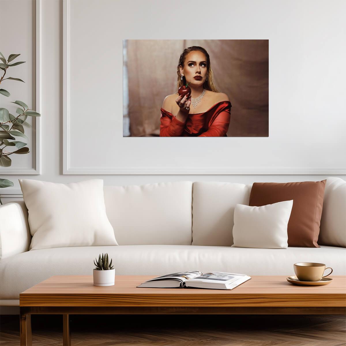 Adele Oh My God | Pop Music Poster | Red Dress Apple Art - Music Poster
