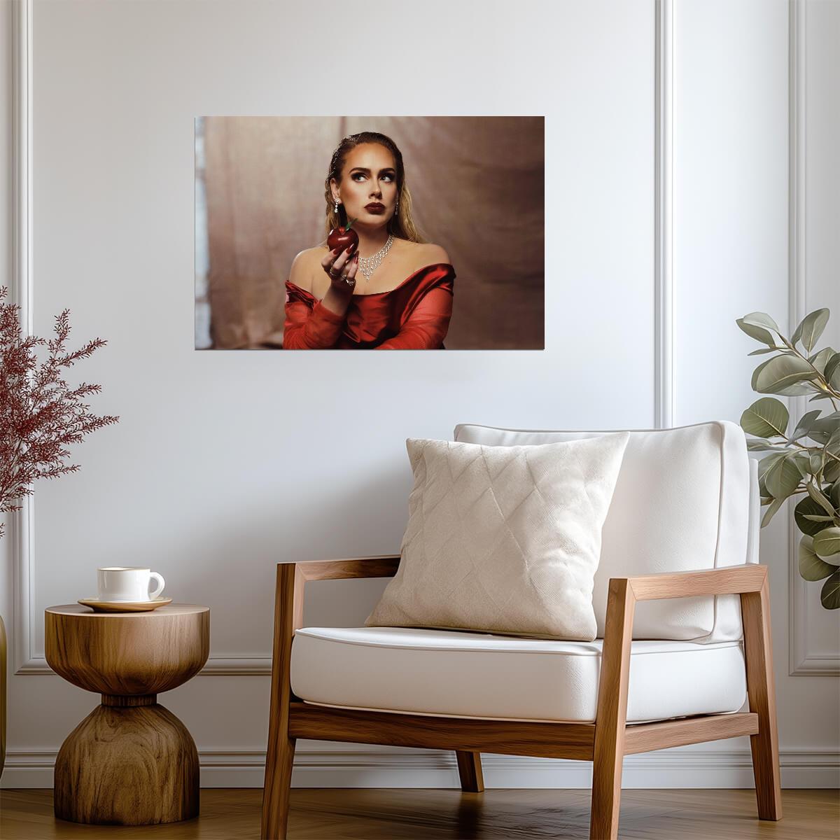 Adele Oh My God | Pop Music Poster | Red Dress Apple Art - Music Poster
