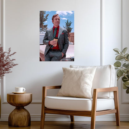 Better Call Saul Goodman with Coffee Mug | TV Show Poster | Worlds Best Lawyer Art - Movies & TV Poster