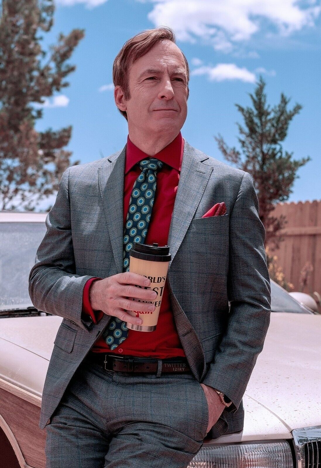 Better Call Saul Goodman with Coffee Mug | TV Show Poster | Worlds Best Lawyer Art - Movies & TV Poster