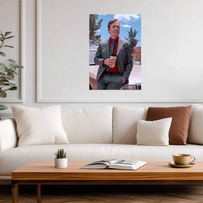 Better Call Saul Goodman with Coffee Mug | TV Show Poster | Worlds Best Lawyer Art - Movies & TV Poster