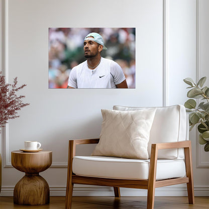 Nick Kyrgios White Nike Cap | Tennis Poster | Australian Bad Boy Art - Sports Poster