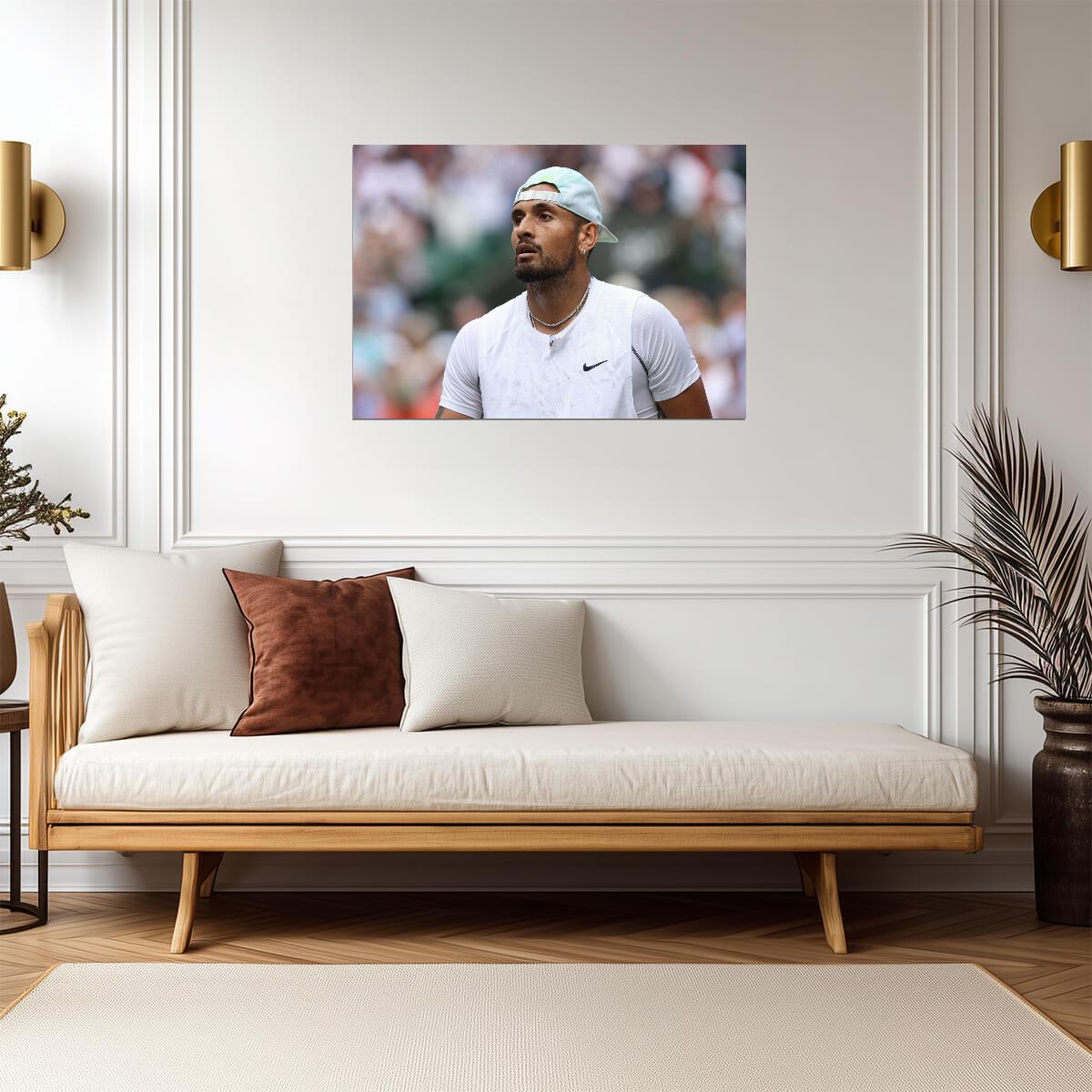 Nick Kyrgios White Nike Cap | Tennis Poster | Australian Bad Boy Art - Sports Poster