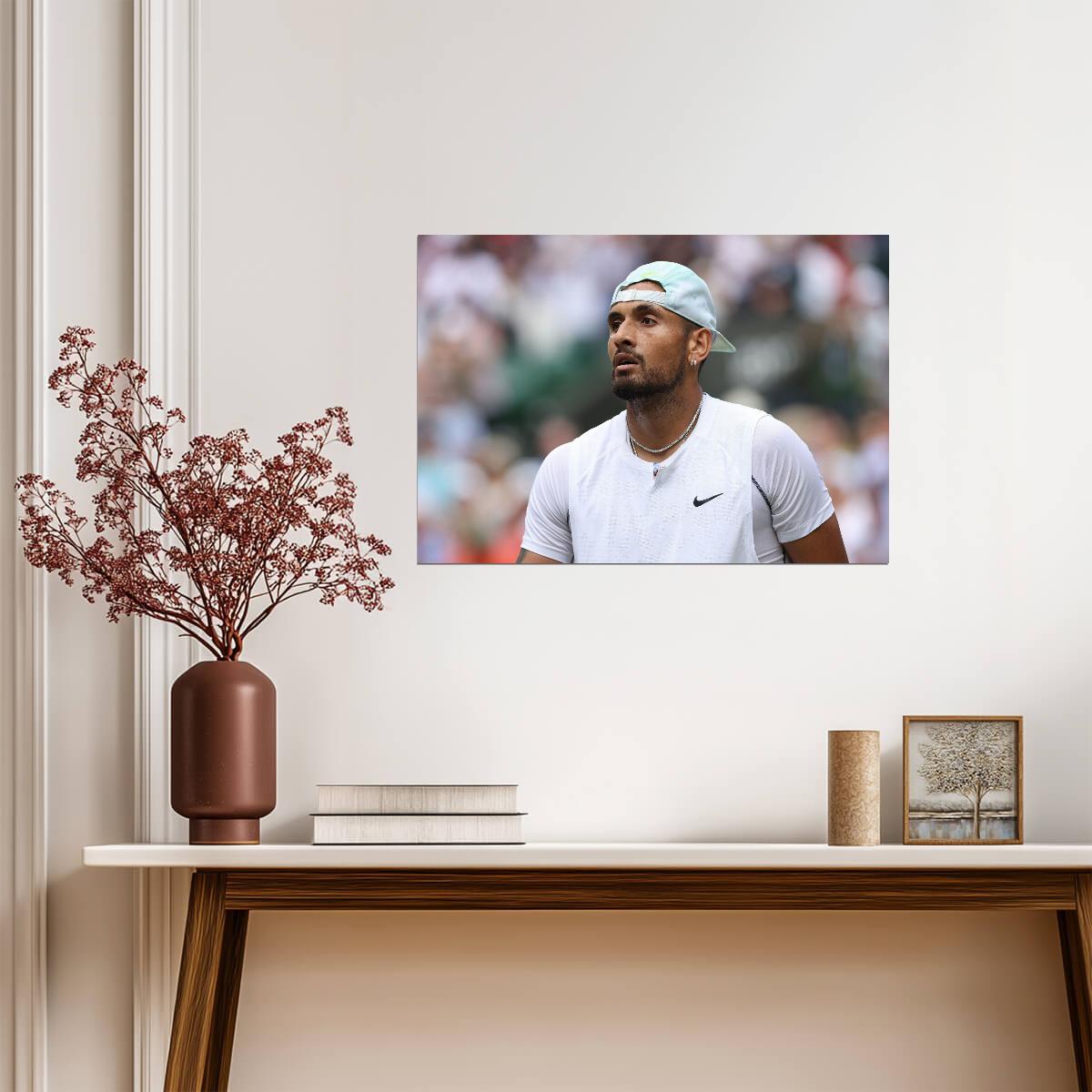 Nick Kyrgios White Nike Cap | Tennis Poster | Australian Bad Boy Art - Sports Poster