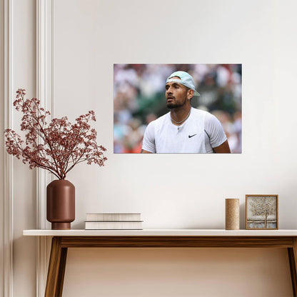 Nick Kyrgios White Nike Cap | Tennis Poster | Australian Bad Boy Art - Sports Poster