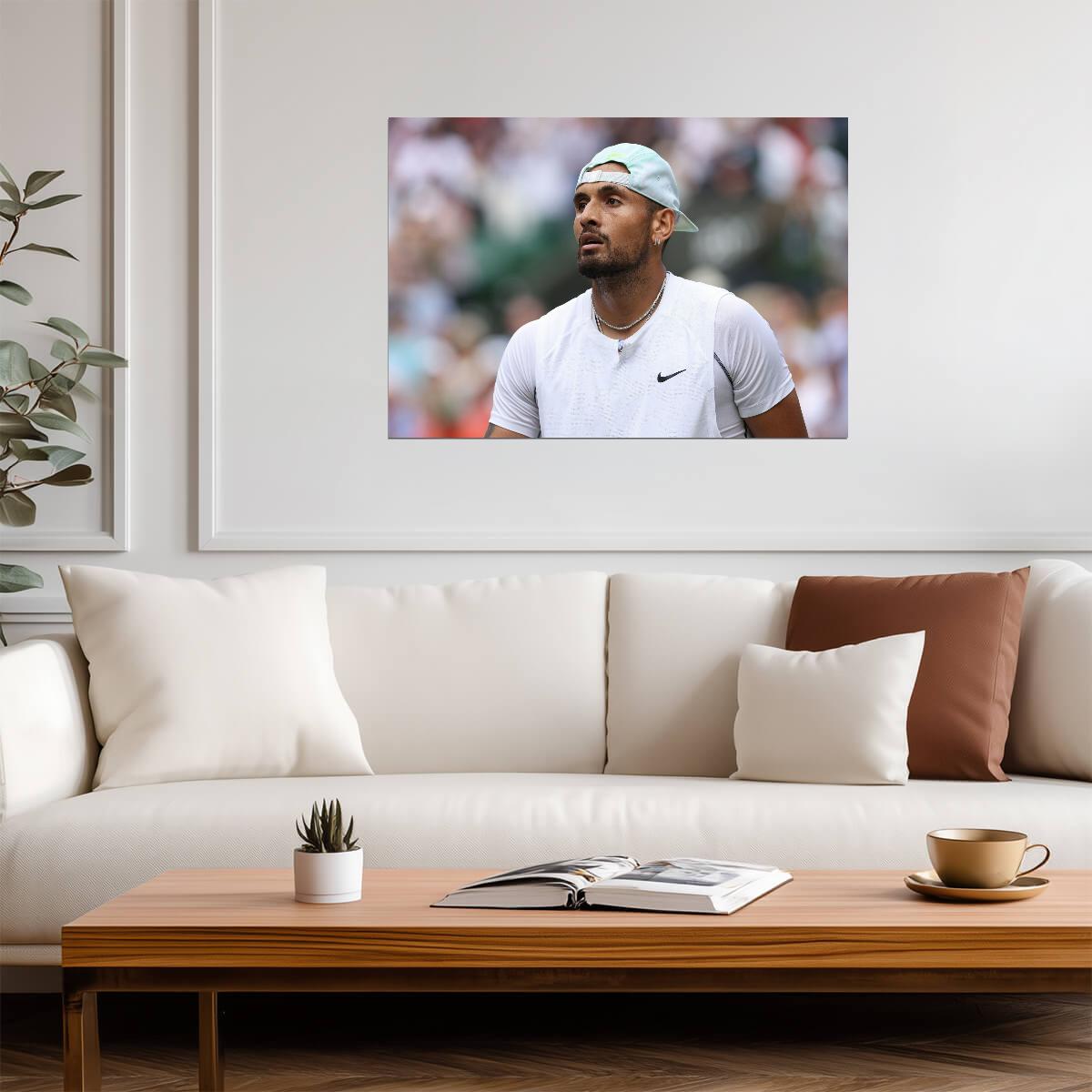 Nick Kyrgios White Nike Cap | Tennis Poster | Australian Bad Boy Art - Sports Poster