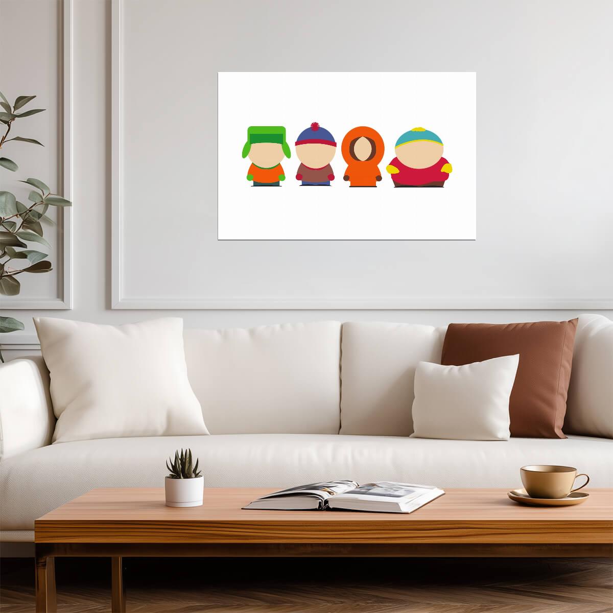 South Park Minimalist Character Icons | Kyle Stan Kenny Cartman | Vector Art Poster - Movies & TV Poster