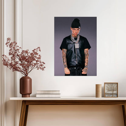 Central Cee Leather Vest Portrait | Tattoos Poster | UK Rap Star Wall Art - Music Poster