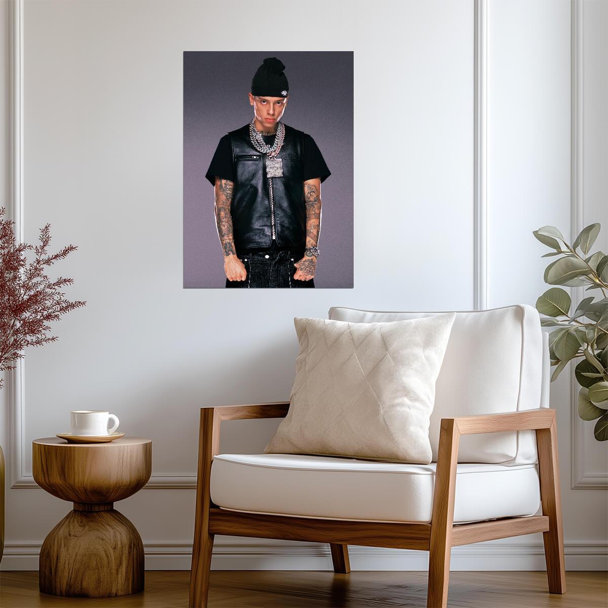 Central Cee Leather Vest Portrait | Tattoos Poster | UK Rap Star Wall Art - Music Poster